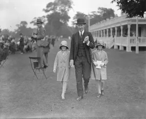 Camera Prints: Ranelagh horse and pony show. Lord Digby and his daughters Pamela ( left ) and Sheila Digby