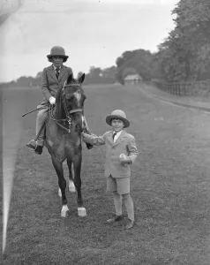 Horseback Prints: Ranelagh horse and pony show. Miss Rosalind and Master Harry Cubitt. 1930