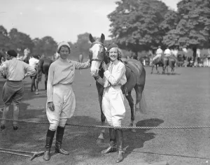 Sportswoman Prints: Ranelagh ladies mounted sports. Mrs Merckel and Miss Daphne Wedekind. 1932