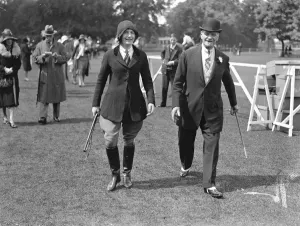 Bowler Hat Prints: Ranelagh ladies sports. Miss Poulton White and Sir George Hastings. 7 June 1930
