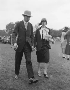 Ranelagh polo pony show. Mr Charles Pym and Mrs Marshall Roberts. 1926