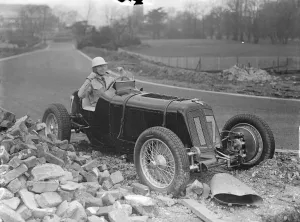 Crash Prints: Raymond Mays runs onto banking at new Crystal Palace track. Two mishaps marked