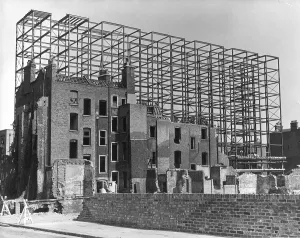 Reconstruction to a bomb damaged building in London