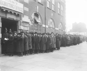 Vauxhall And Lambeth Prints: Recruiting in the Great War at Lambeth Town Hall for the The Queens (Royal West
