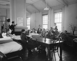 Rehabilitation at Southern Hospital, Dartford, Kent 16th April 1947
