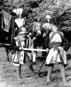 Horses Prints: Rehearsal of Medieval Jousting for the 1066 Pageant Two members of the Bexhill Round