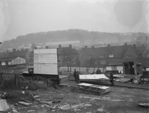 Workmen Prints: The removal of the Well Hall hutments - temporary housing. 1936