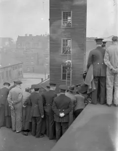 Rescues at finals of Fire Brigade escape competition. the finals of the London