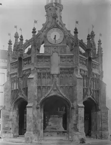 Restoration of famous City Cross. The City Cross at Chichester after restoration