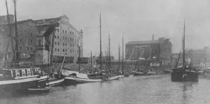 Port Prints: Three Rhineland Towns Occupied by Allies View of Duisburg showing Goverment storehouses
