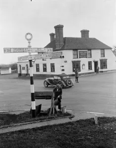 Roadside well by the Half Way House Inn at Challock Cross Roads, Kent