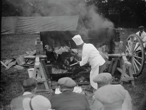 Cook Prints: Roasting an ox in Gloucester. 30 June 1938