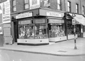 Robins family groces shop in North Eltham, Kent. 1934
