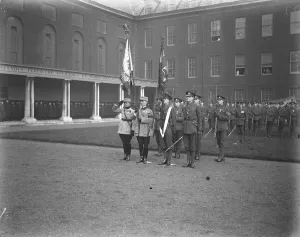 Romanian Regimental Colours Presented to the British Army Romanian and British officers