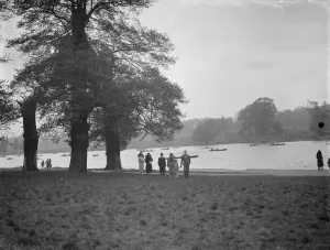 Rowing boats on the lake at Danson Park near Bexleyheath in Kent. 1938