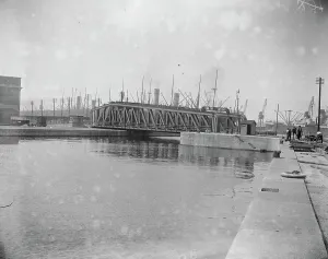 Crane Prints: Royal Albert Docks. New South Extension The new swing bridge at the passage between