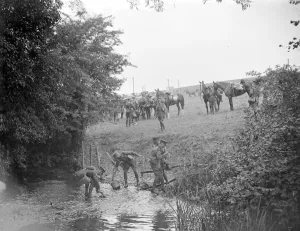 Soldier Prints: Royal Army Route March. Watering the horses. 1934