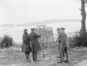 Blackboard Prints: The Royal Artillery point to point postponement poster on Green Street Green Road, Kent
