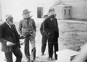 Honey Prints: A Royal bee keeper. The King of Spain visiting an installation of bee hives