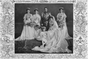 The Royal Bride and Bridegroom and the bridesmaids. after the ceremony at Windsor