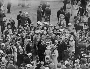 A royal garden party. Their majesties the King and Queen this afternoon (Tuesday)