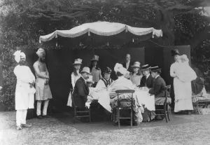 Royal Group at Osborne August 1887 left to right Muhammed Buksh; Abdul Karim (Indian