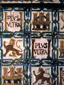 Paranormal Collection: Royal heraldic lion in tiling within the Alcazar in Seville, Spain