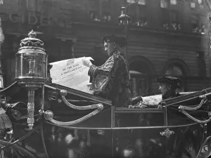 Coach Prints: Royal Proclamation; A carriage containing the Royal Heralds with the Royal Proclamation