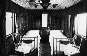 The Royal railway Carriage: the bedroom. Built in 1869 by the London and North Western Railway