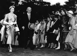 Guests Prints: Royal Tour of New Zealand H. M The Queen with Governor General Sir Willoughby Norrie