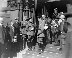 Royal Tour of the West Riding. His Majesty talking to Major Dunning an American Officer