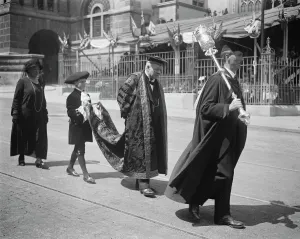 The Royal visit to Bristol. Lord Haldane on the way to receive the King and Queen