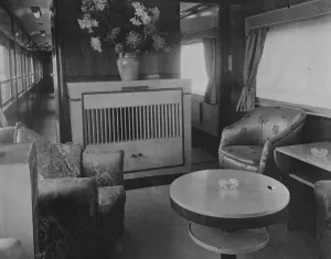 Interior Prints: Royal visit preparations. The Queens stay room on the Royal Train. 12 February 1947