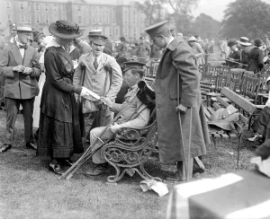 Royal visit to The West Riding. miss Vauce receives her bothers D. S. O. - showing