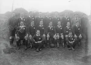 Rugby International at Twickenham. England versus Wales. The Welsh team : Back row