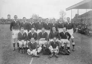 Rugby at Twickenham, London Army versus Navy The Army team Standing left to right G J Bryan