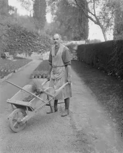 Russian Refugee Officer as Gardener at the Riviera Villa of Mrs Arthur Wilson ( of Trangy Croft)