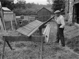 Wood Prints: Samuel Hook, Scottow, ladder maker. 1937