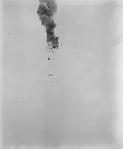 Accident Prints: Saturdays Great Air Force Pageant at Hendon An observation balloon destroyed