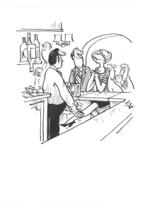 Prints of Sax Usually paying little or no attention to political correctness, Sax cartoons are often saucy and irreverent, often a sly look at gender relations, marriage, men, women, drinking, restaurants Cartoons By Sax Prints: Sax Usually paying little or no attention to political correctness
