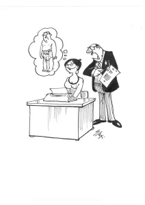 Prints of Sax Usually paying little or no attention to political correctness, Sax cartoons are often saucy and irreverent, often a sly look at gender relations, marriage, men, women, drinking, restaurants Cartoons By Sax Prints: Sax Usually paying little or no attention to political correctness