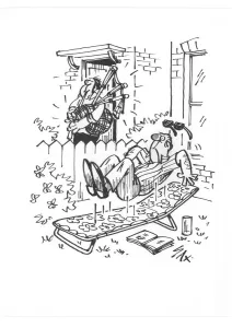 Prints of Sax Usually paying little or no attention to political correctness, Sax cartoons are often saucy and irreverent, often a sly look at gender relations, marriage, men, women, drinking, restaurants Cartoons By Sax Prints: Sax Usually paying little or no attention to political correctness
