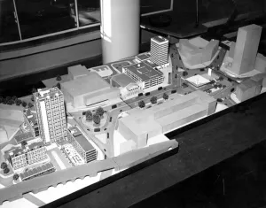 Construction Prints: Scale model of the Elephant and Castle shopping centre - new development in Southwark London
