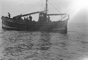 Fishing Prints: A Scarborough long line fishing in North Sea 1931 Fish where the fish are