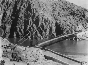 Water Prints: Scene of bitter fighting in Afghanistan. The fine Diroontah bridge which crosses