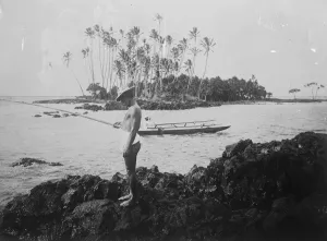 Scene of Great tidal wave Hilo Bay where the sea after receding swept landwards