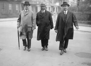 Scenes in Downing Street. Mr Henderson, Bromley and Walkden in Downing Street