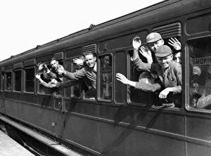 Waving Collection: schoolboys on a train between the wars