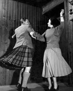 Scottish Country Dancing. Ian Gillies and partner demonstrate the interlocking swing