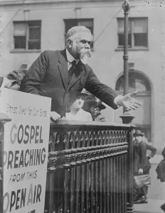 Speaker Prints: Scottish Preacher in New York Dr John McNeill of Scotland, addressing an open air